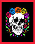 Colorful Skull Flower Crown Medallion Rug