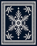 Navy White Snowflake Floral Border Rug