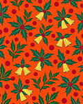 Orange Christmas Bells Holly Dots Rug