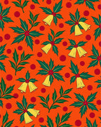 Orange Christmas Bells Holly Dots Rug