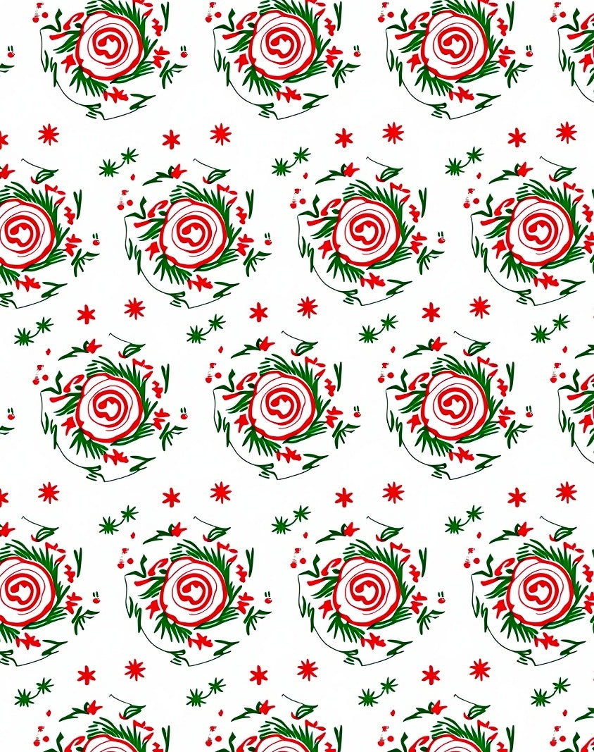 Red Green Floral Swirl Medallion Rug