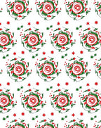 Red Green Floral Swirl Medallion Rug