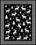 Winter Forest Reindeer Snowflake Scene Rug