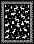 Winter Forest Reindeer Snowflake Scene Rug