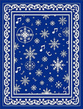 Royal Blue Snowflake Music Notes Rug