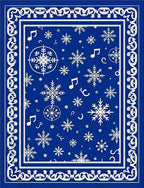 Royal Blue Snowflake Music Notes Rug