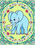 Light Blue Elephant Floral Medallion Rug