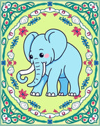 Light Blue Elephant Floral Medallion Rug