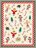 Festive Christmas Angels Candy Canes Stars Rug