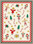 Festive Christmas Angels Candy Canes Stars Rug