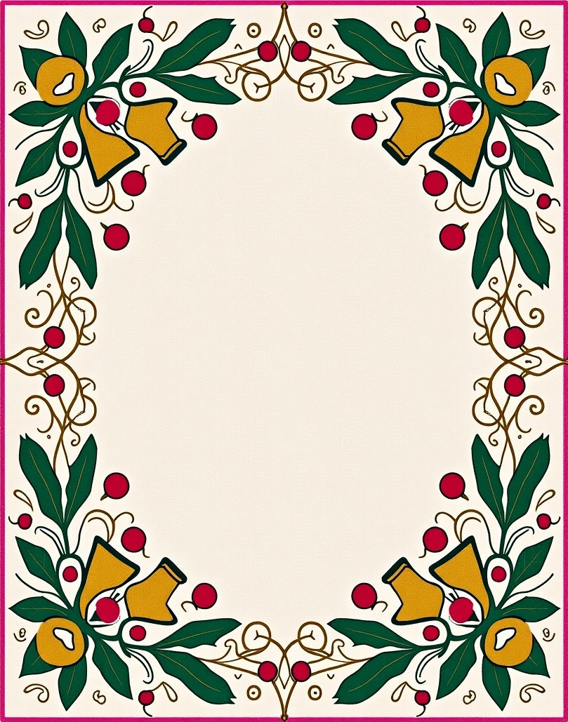 Ornate Floral Berry Garland Border Rug