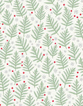Winter Greenery Red Berry Snowflakes Rug