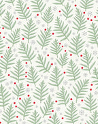 Winter Greenery Red Berry Snowflakes Rug