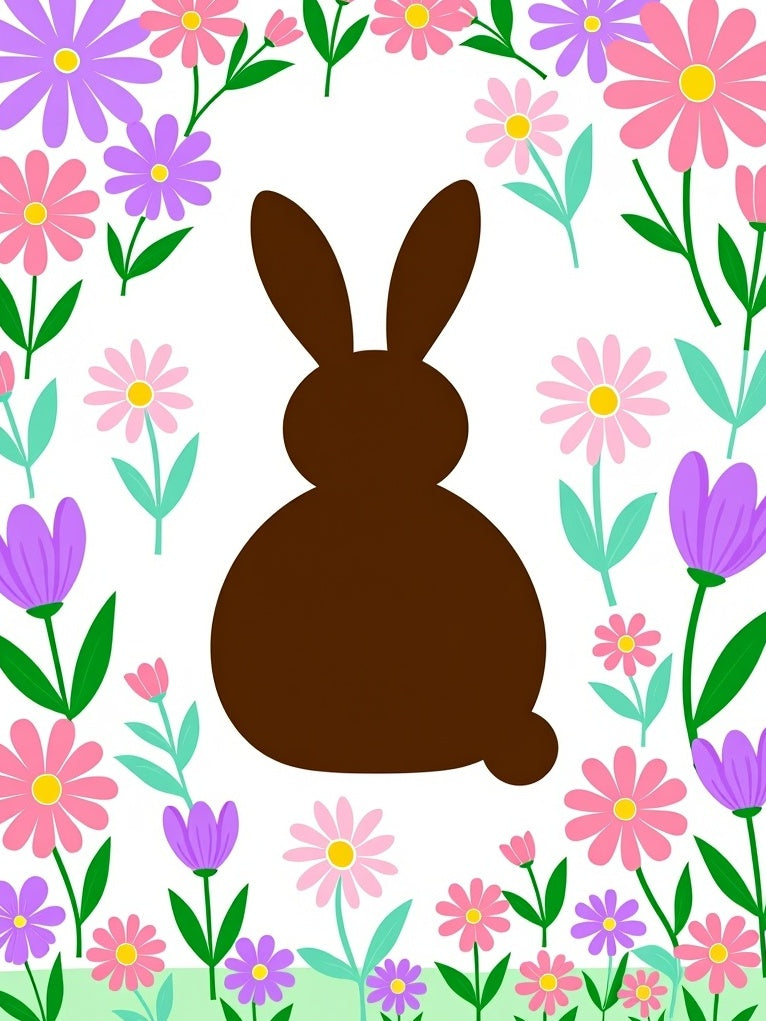 Brown Bunny Floral Spring Celebration Rug