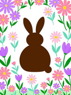Brown Bunny Floral Spring Celebration Rug