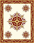 Rich Crimson Gold Medallion Border Rug
