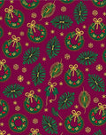 Holiday Wreath Green Gold Background Rug