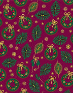 Holiday Wreath Green Gold Background Rug