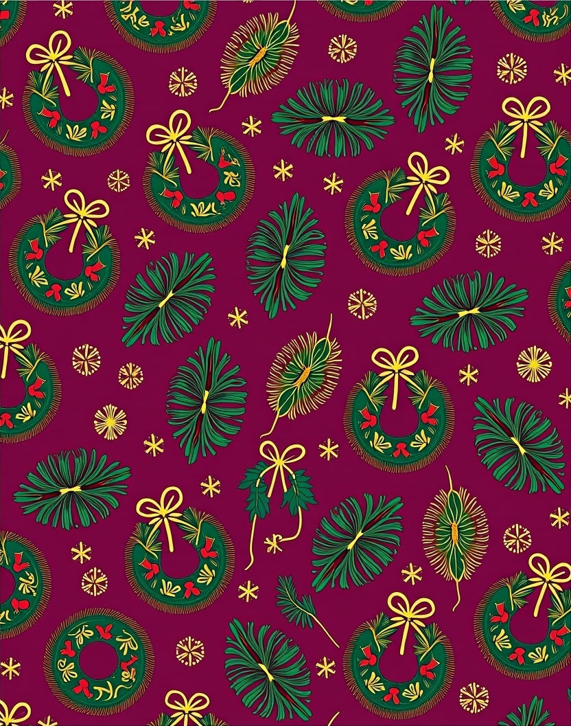 Holiday Wreath Green Gold Background Rug