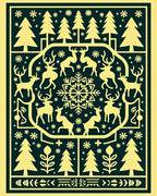 Festive Yellow Reindeer Snowflake Forest Rug