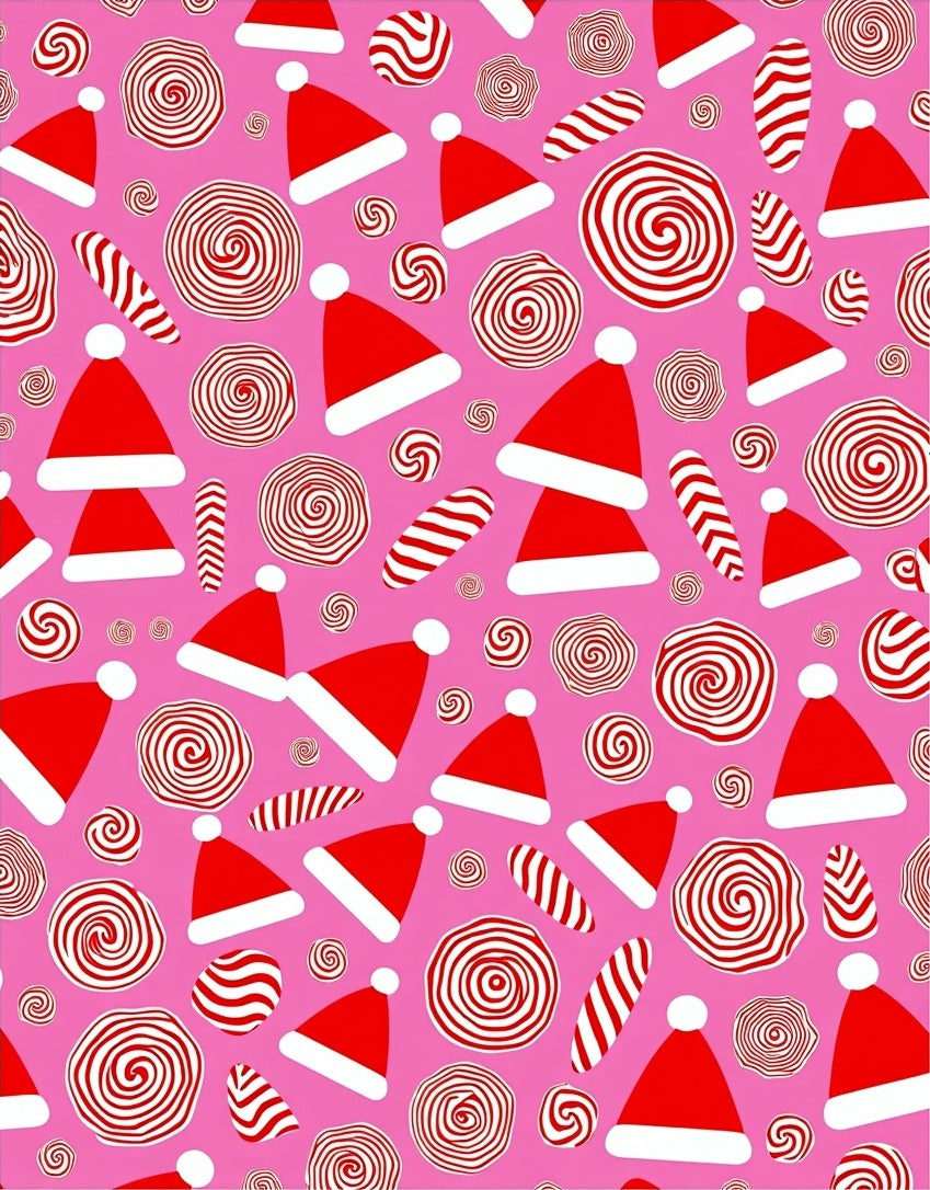 Pink Red Swirl Christmas Hats Rug