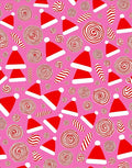 Pink Red Swirl Christmas Hats Rug