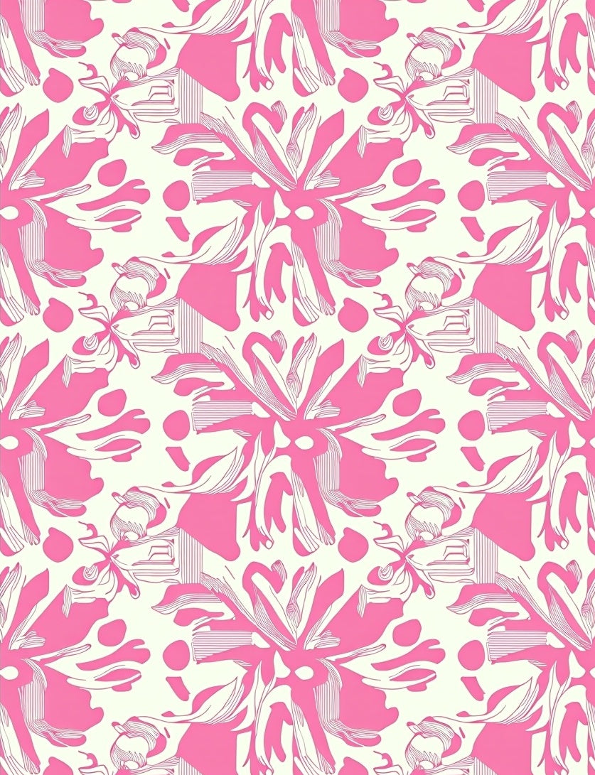 Hot Pink Abstract Floral Bloom Rug