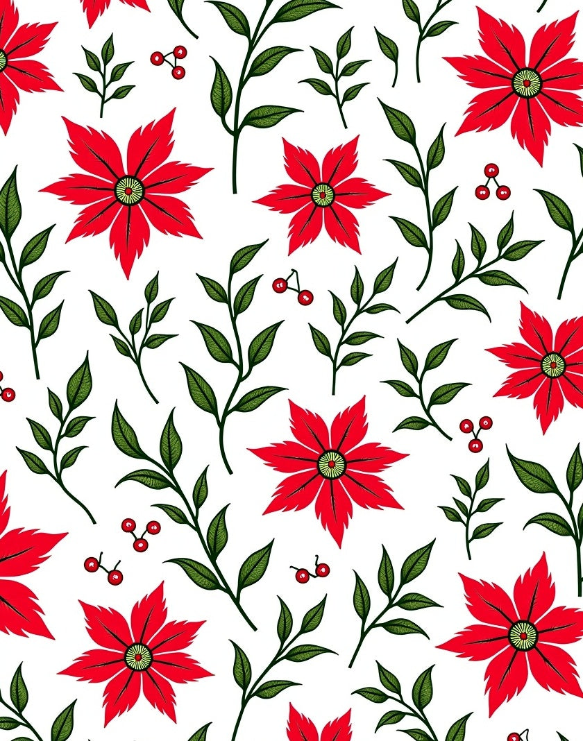 Bold Red Poinsettia Foliage Arrangement Rug