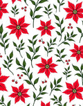 Bold Red Poinsettia Foliage Arrangement Rug