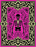 Pink Black Skeleton Floral Ornate Rug