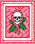 Sweet Skull Candy Cane Holly Red Rug