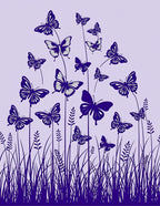 Deep Purple Butterfly Garden Field Rug