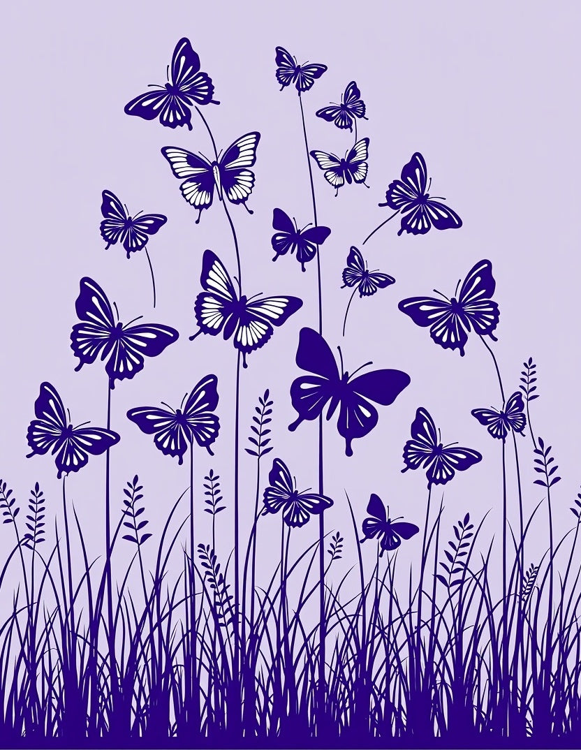 Deep Purple Butterfly Garden Field Rug
