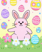 Pink Bunny Easter Egg Meadow Rug