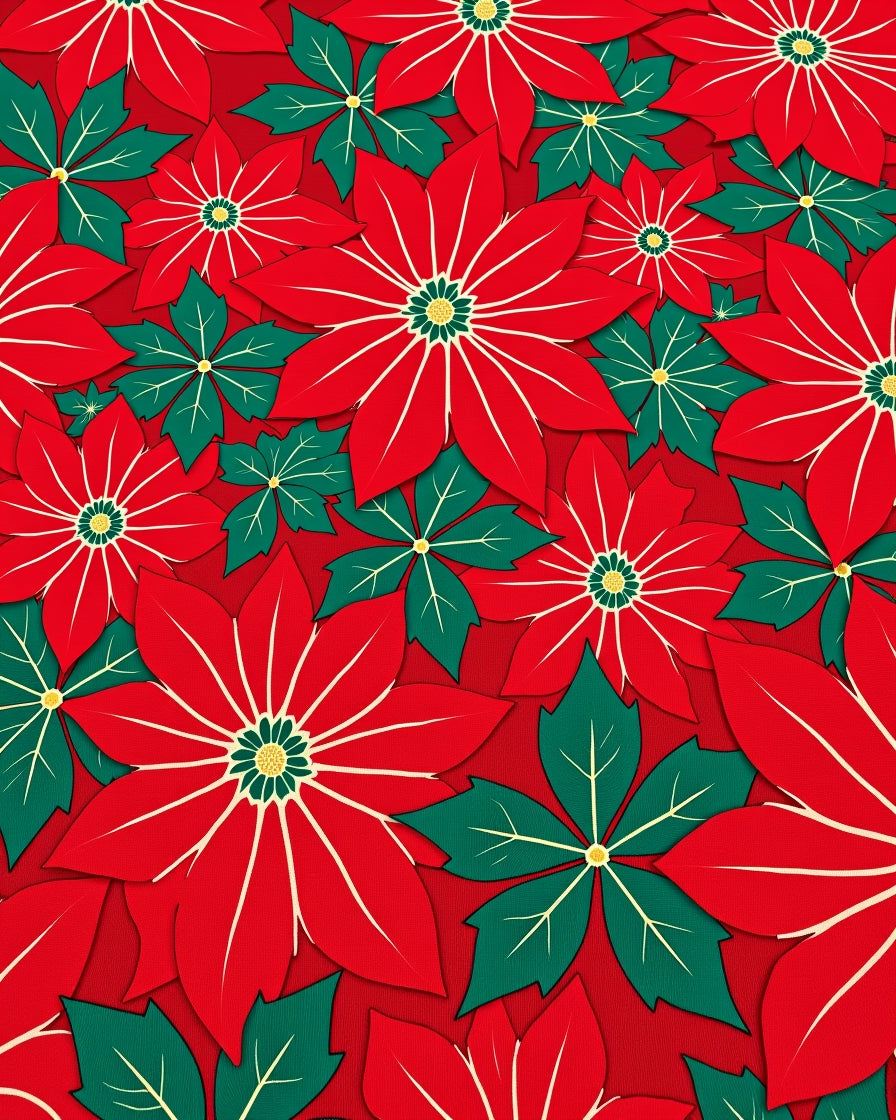 Vibrant Red Poinsettia Floral Rug