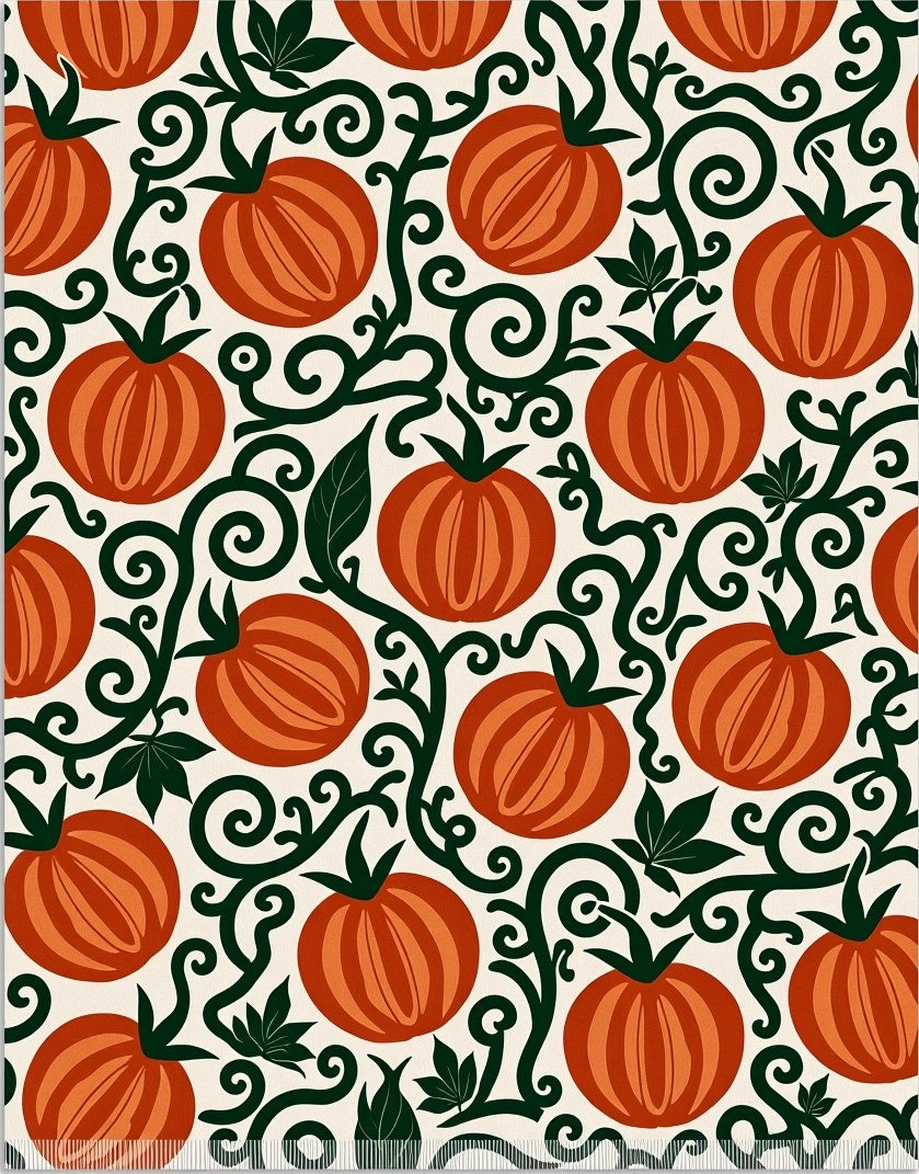 Harvest Orange Tomato Vine Whimsical Rug