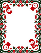 Red Green Mitten Floral Border Rug
