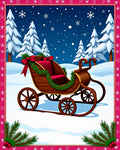Rustic Sleigh Red Garland Snow Trees Rug