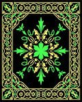Green Yellow Floral Bordered Area Rug