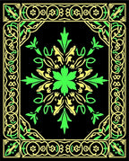Green Yellow Floral Bordered Area Rug
