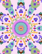 Whimsical Childful Floral Geometric Medallion Rug