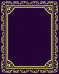 Ornate Golden Floral Purple Border Rug