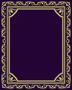 Ornate Golden Floral Purple Border Rug