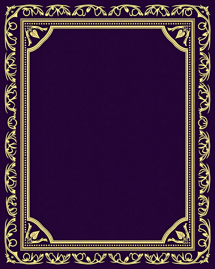 Ornate Golden Floral Purple Border Rug