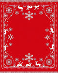 Red White Reindeer Snowflake Festive Accents Rug