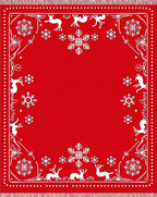 Red White Reindeer Snowflake Festive Accents Rug