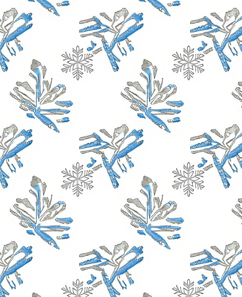 Blue Gray Winter Snowflake Repeats Rug