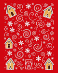 Holiday Gingerbread Houses Snowflakes Swirls Rug