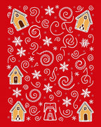 Holiday Gingerbread Houses Snowflakes Swirls Rug