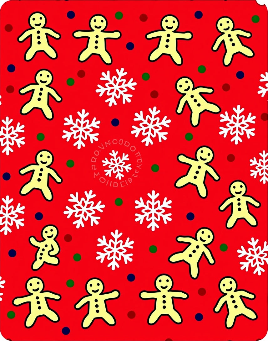 Festive Red Gingerbread Snowflakes Scattering Rug